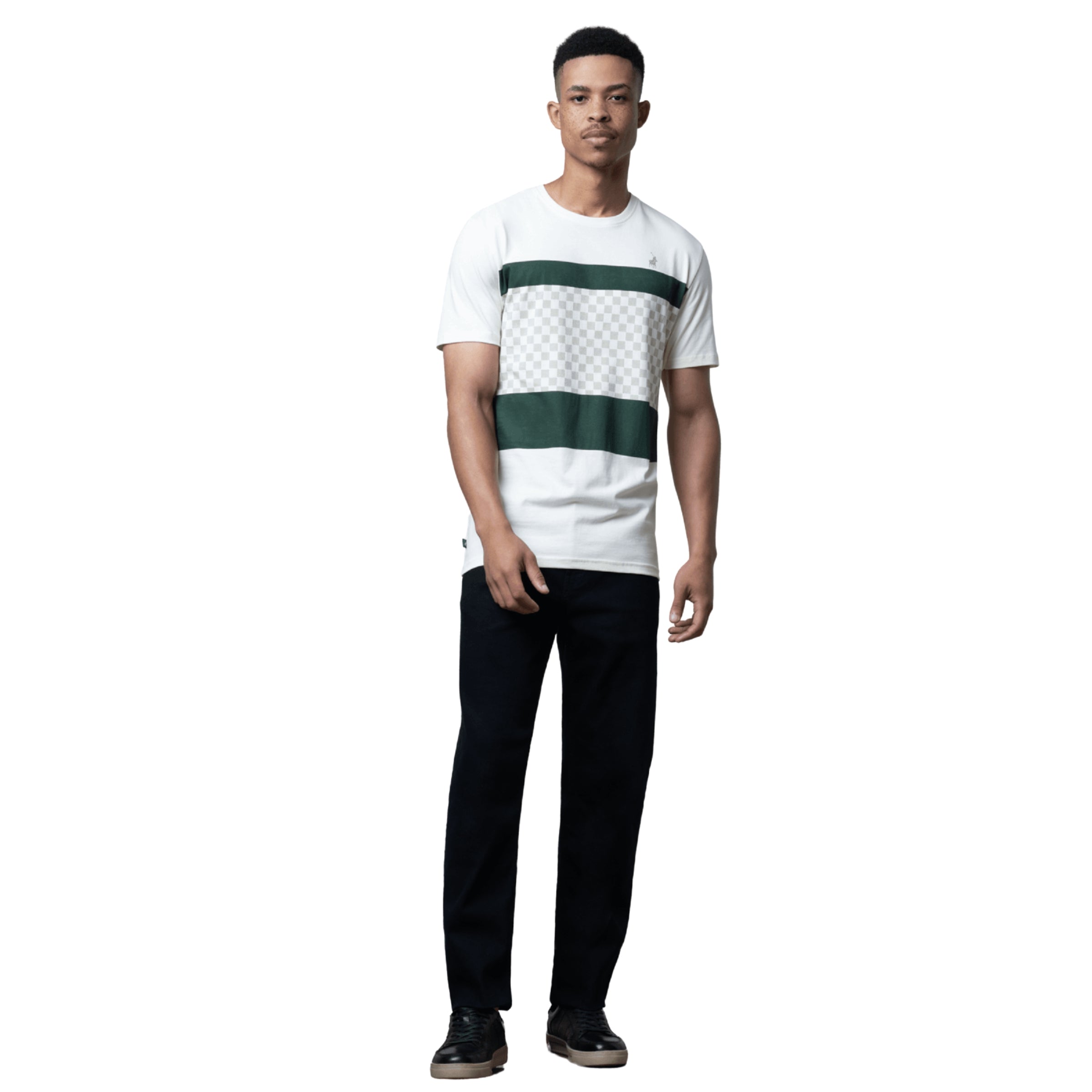 Polo T-Shirt Stripe Green-White